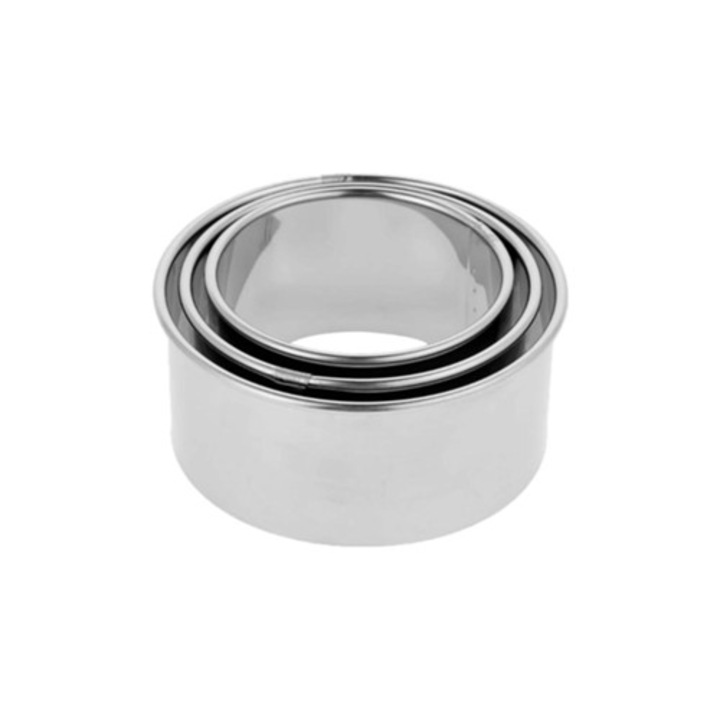 Set de taietoare manuale pentru prajituri, forme rotunde, otel inoxidabil, dimensiuni mici si medii