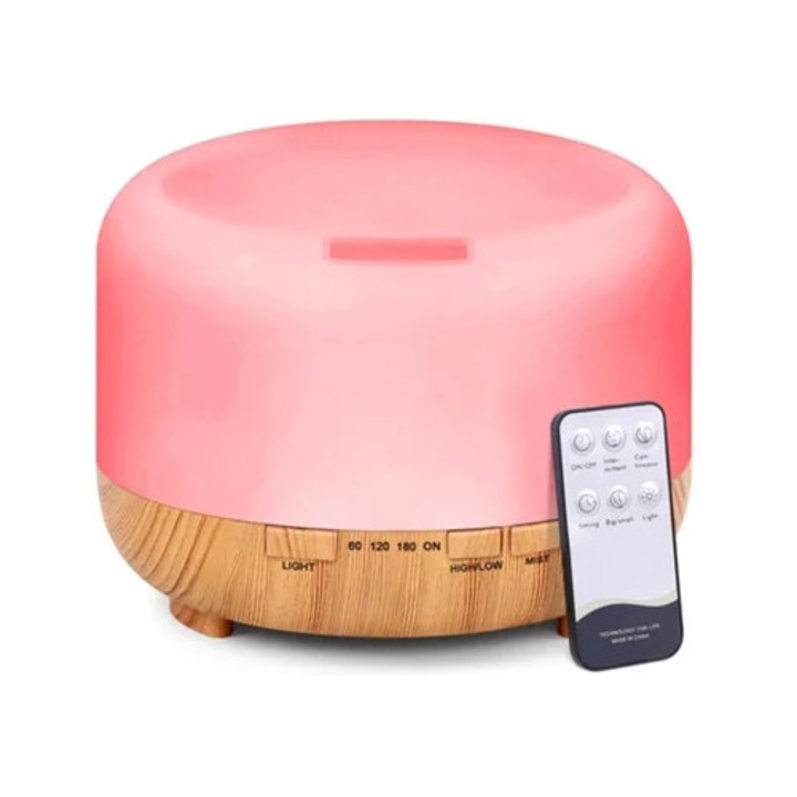 Difuzor de uleiuri esentiale, vaporizator ultrasonic, umidificator aromaterapie, multicolor, pentru camere mari
