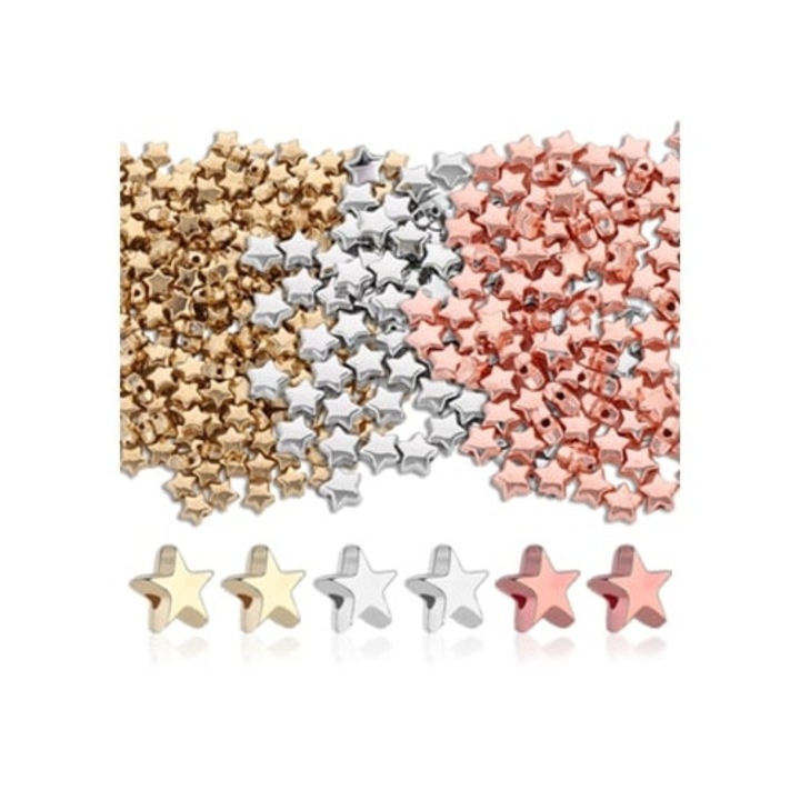 Set de artizanat, margele cu design de stea, margele din rasina, culori elegante, non-toxice