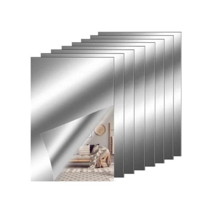 Stickere decorative, efect de oglinda pentru decorare interioara, suprafata neteda, set