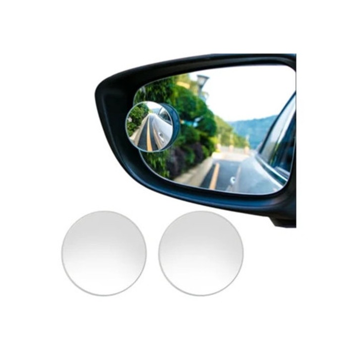 Set autocolante retrovizoare unghi larg, rotund, negru, pentru masina, SUV, camion, motocicleta (2 unitati)