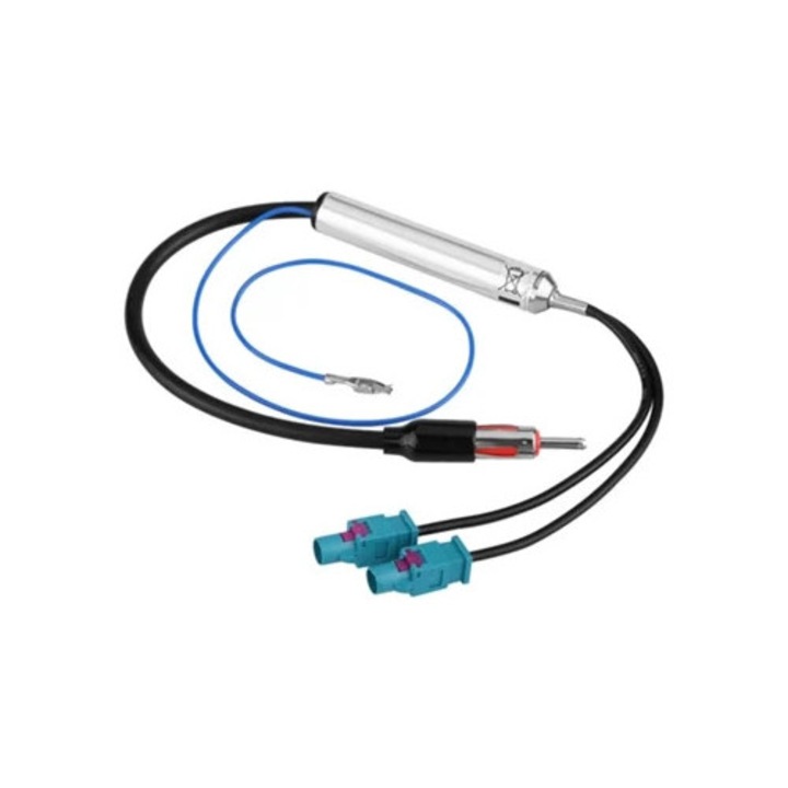 Adaptator antena stereo pentru radio de masina, cablu masculin dublu la DIN, pentru Audi si Skoda