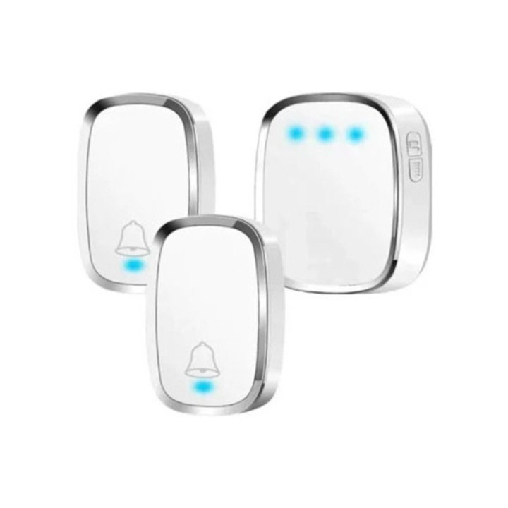Sonerie electrica, 2 transmisori, rezistenta la apa IP44, semnal wireless puternic, 300m alcance