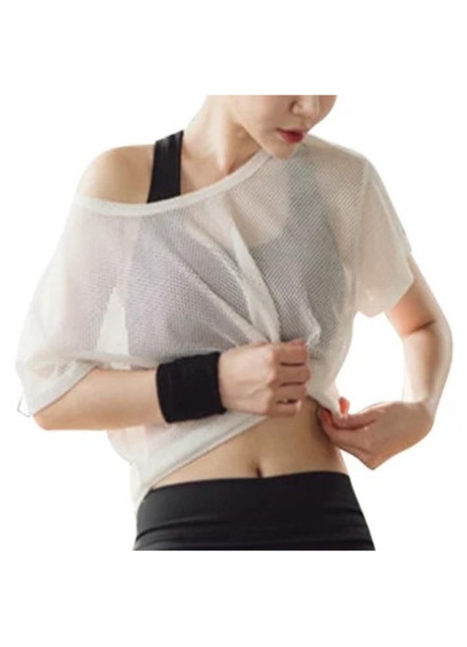 Tricou dama, tricot, uscare rapida, croiala lejera, alb, M INTL