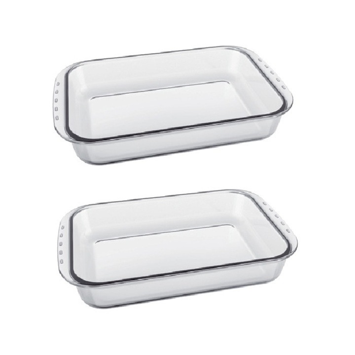 Set 2 tavi dreptunghiulare de copt Marinex Forno din sticla termorezistenta 3, 7l 36x22xh7cm