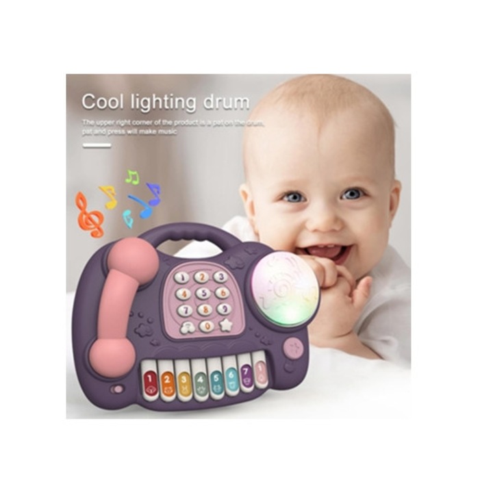 Interaktív bébijáték, xilofon és dob, 18 hónapos kortól, többszínű
