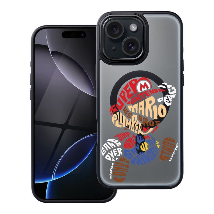 BestCase® Husa Compatibila cu Apple iPhone 14 cu Design Calligraphy Super Mario, Shockproof Shield MagSafe Anti-Soc TPU, 1937296 FR 1524