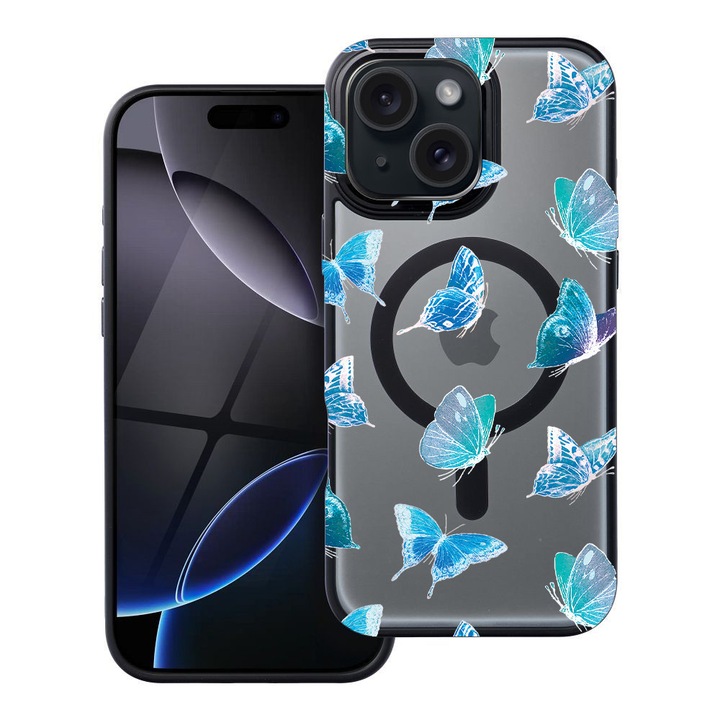 BestCase® Husa Compatibila cu Apple iPhone 11 cu Design Butterfly Pattern, Shockproof Shield MagSafe Anti-Soc TPU, 2092175 FR 1012