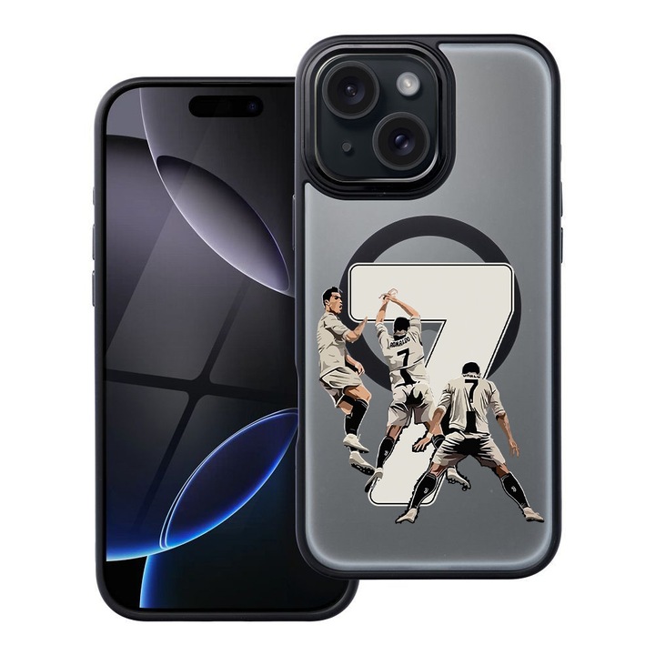 BestCase® Husa Compatibila cu Apple iPhone 12 cu Design Ronaldo, Shockproof Shield MagSafe Anti-Soc TPU, 2092176 FR 1469