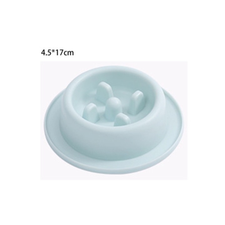 Castroan albastru pentru caini si pisici, din plastic gros, antichoc, alimentare lenta