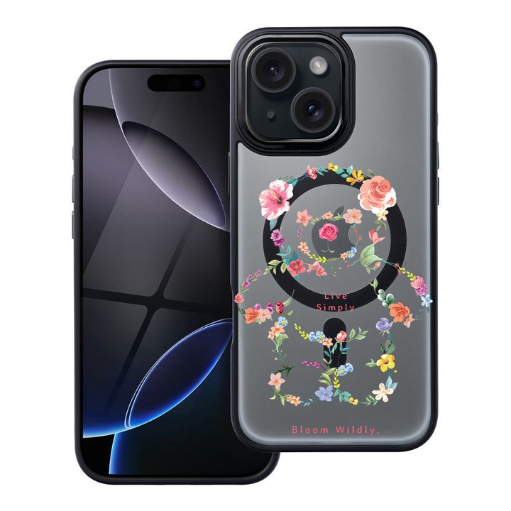 BestCase® Husa Compatibila cu Apple iPhone 14 cu Design Teddy Bear Live Simply, Shockproof Shield MagSafe Anti-Soc TPU, 1937296 FR 1555