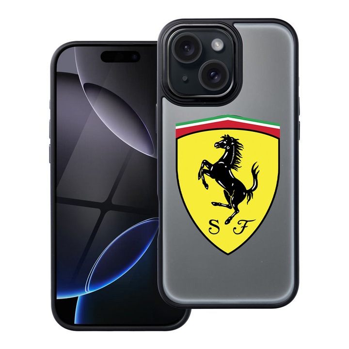 BestCase® Husa Compatibila cu Apple iPhone 15 cu Design Ferrari, Shockproof Shield MagSafe Anti-Soc TPU, 2092177 FR 1774