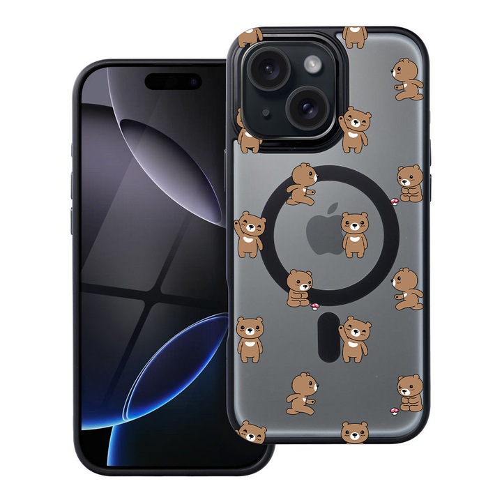 BestCase® Husa Compatibila cu Apple iPhone 11 cu Design Teddy Bear Pattern, Shockproof Shield MagSafe Anti-Soc TPU, 2092175 FR 970