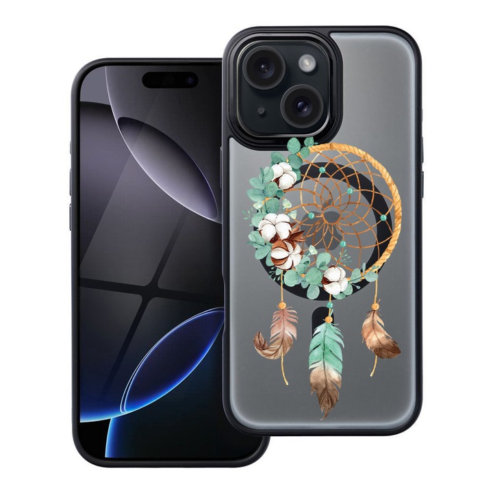 BestCase® Husa Compatibila cu Apple iPhone 15 cu Design Dreamcatcher, Shockproof Shield MagSafe Anti-Soc TPU, 2092177 FR 950
