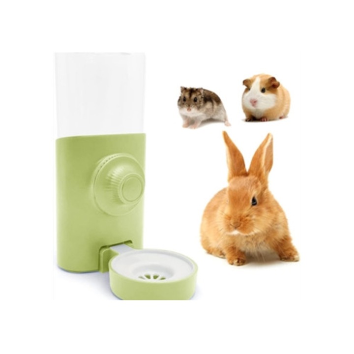 Автоматична зелена поилка, 600 мл, за зайци, морски свинчета, хамстери и чинчили