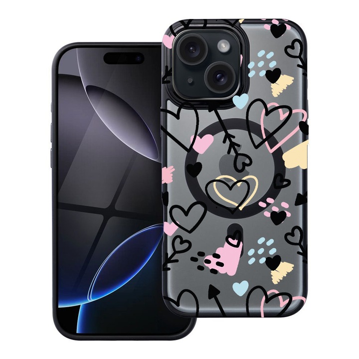 BestCase® Husa Compatibila cu Apple iPhone 14 cu Design Love Symbols, Shockproof Shield MagSafe Anti-Soc TPU, 1937296 FR 764