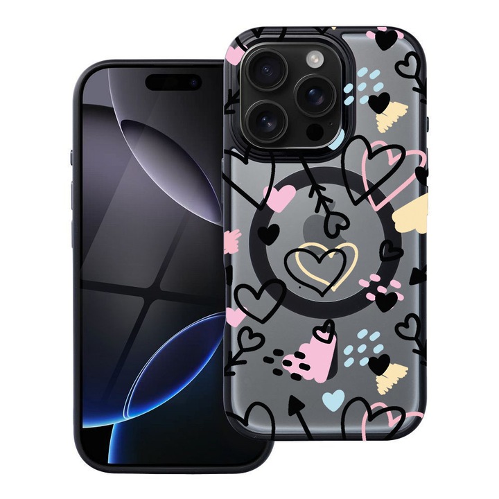 BestCase® Husa Compatibila cu Apple iPhone 12 Pro cu Design Love Symbols, Shockproof Shield MagSafe Anti-Soc TPU, 2092203 FR 764