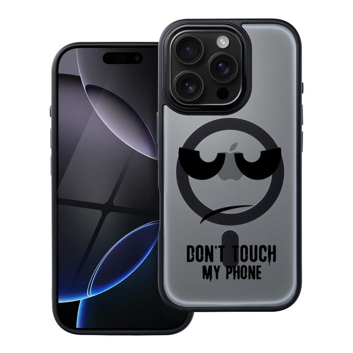 BestCase® Husa Compatibila cu Apple iPhone 14 Pro cu Design Don’t Touch My Phone, Shockproof Shield MagSafe Anti-Soc TPU, 1937297 FR 90