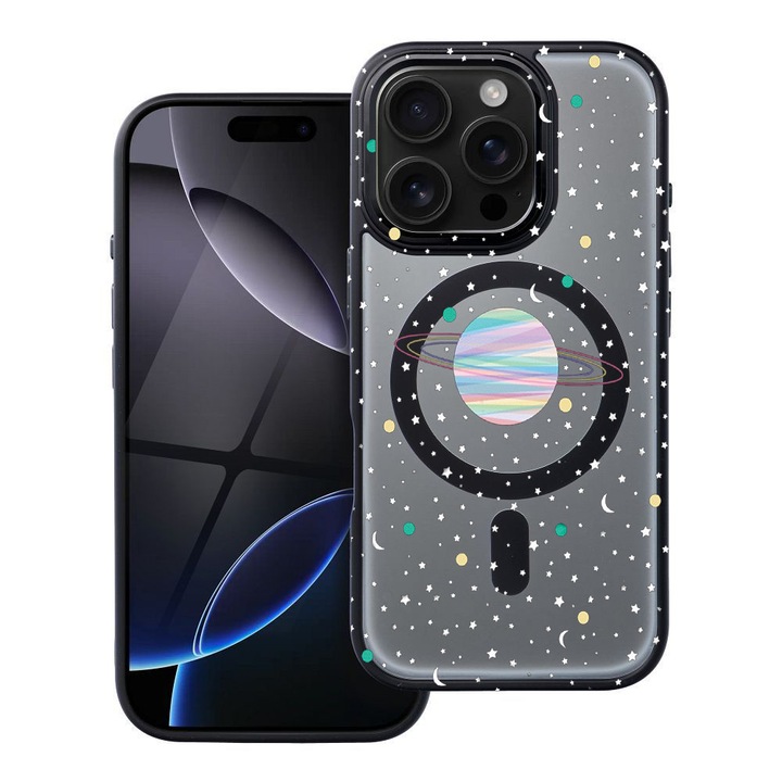 BestCase® Husa Compatibila cu Apple iPhone 15 Pro Max cu Design Universe, Shockproof Shield MagSafe Anti-Soc TPU, 1937305 FR 468