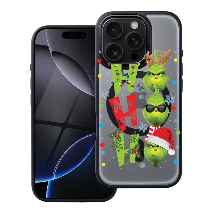 BestCase® iPhone 15 Pro kompatibilis tok Grincs dizájnnal - Ho Ho Ho, ütésálló Shield MagSafe TPU, 1937303 FR 1602