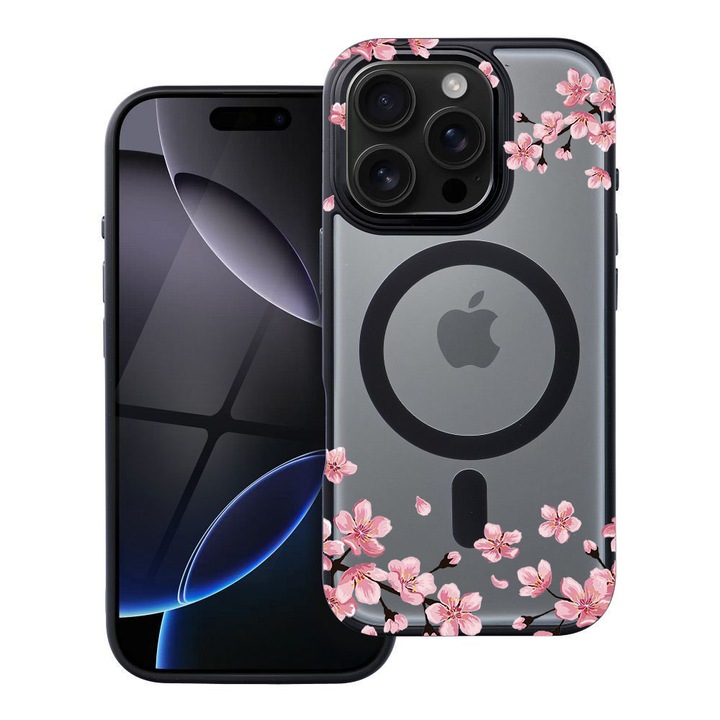 BestCase® Husa Compatibila cu Apple iPhone 15 Pro cu Design Pastel colors - flowers, Shockproof Shield MagSafe Anti-Soc TPU, 1937303 FR 694