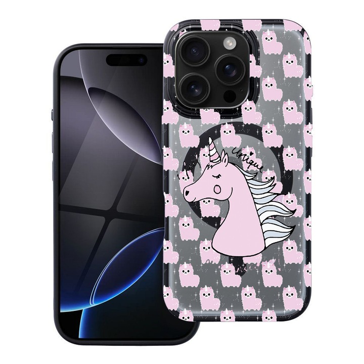 BestCase® Husa Compatibila cu Apple iPhone 15 Pro cu Design Unicorn - I Feel Unique, Shockproof Shield MagSafe Anti-Soc TPU, 1937303 FR 521