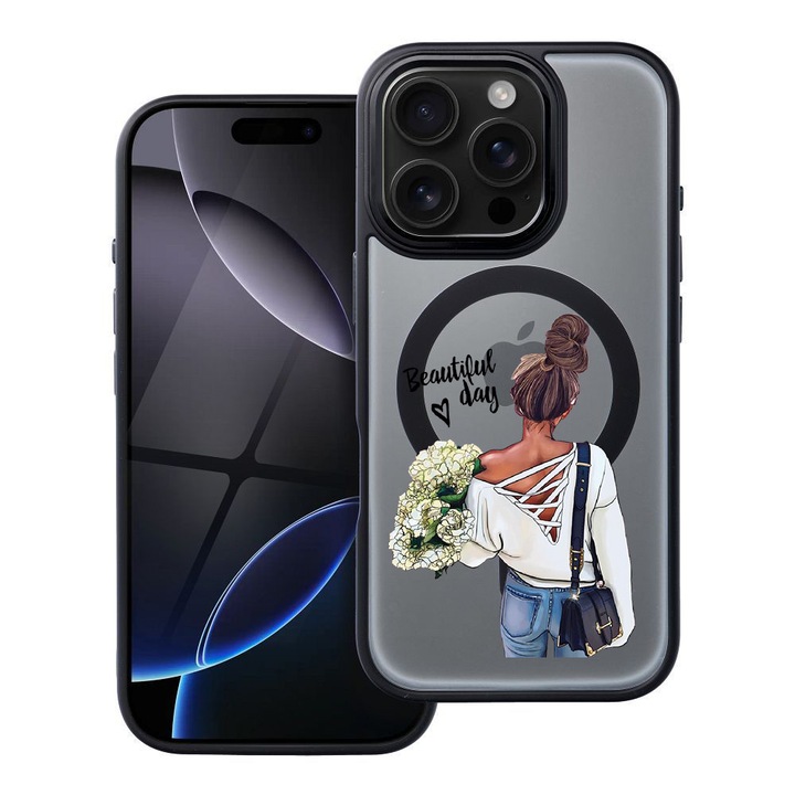 BestCase® Husa Compatibila cu Apple iPhone 15 Pro cu Design Girl Mom With a Boy, Shockproof Shield MagSafe Anti-Soc TPU, 1937303 FR 561