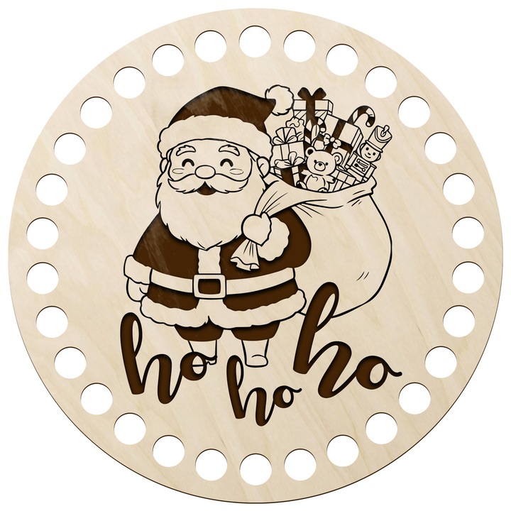 Kerek rétegelt lemez alap 15x15cm, SMX Design, ünnepi modell, 27 lyuk, horgoláshoz és DIY projektekhez