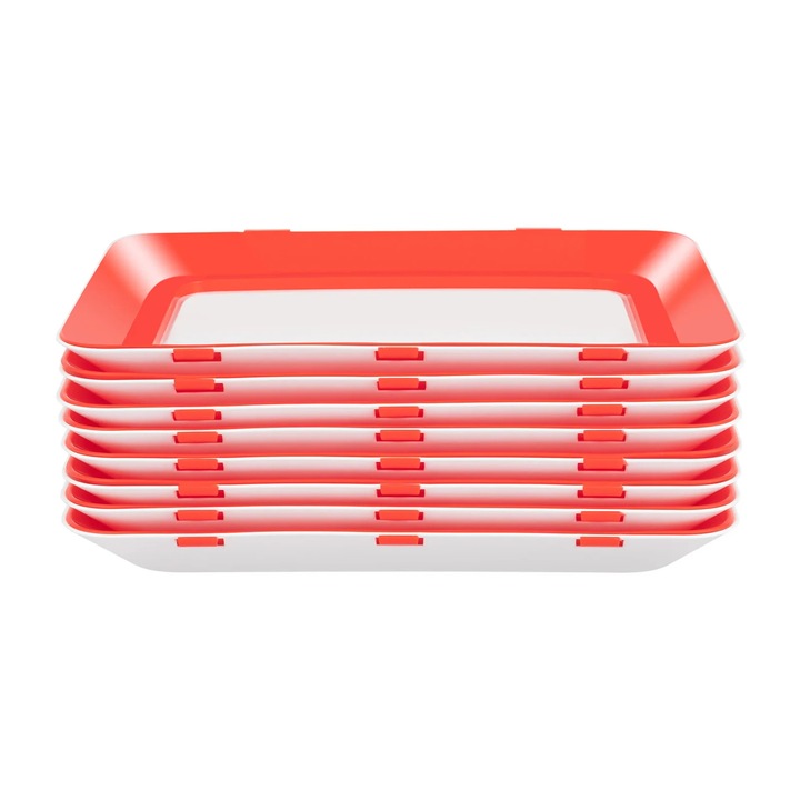 Tava vacuum pentru pastrarea alimentelor, Recipient depozitare frigider, Reutilizabil, Etans, Pentru carne si mancare, Set 8 buc, Bordo