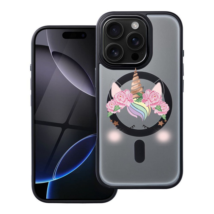 BestCase® Husa Compatibila cu Apple iPhone 15 Pro Max cu Design Unicorn, Shockproof Shield MagSafe Anti-Soc TPU, 1937305 FR 525