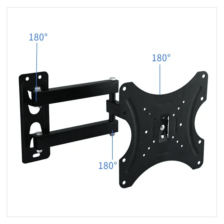 Фиксирана стойка за телевизор, 14-42 инча, капацитет 35 кг, регулиране на ъгъла +/-15, съвместима с VESA