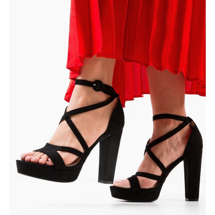 Sandale cu toc Ross Negre, Negru