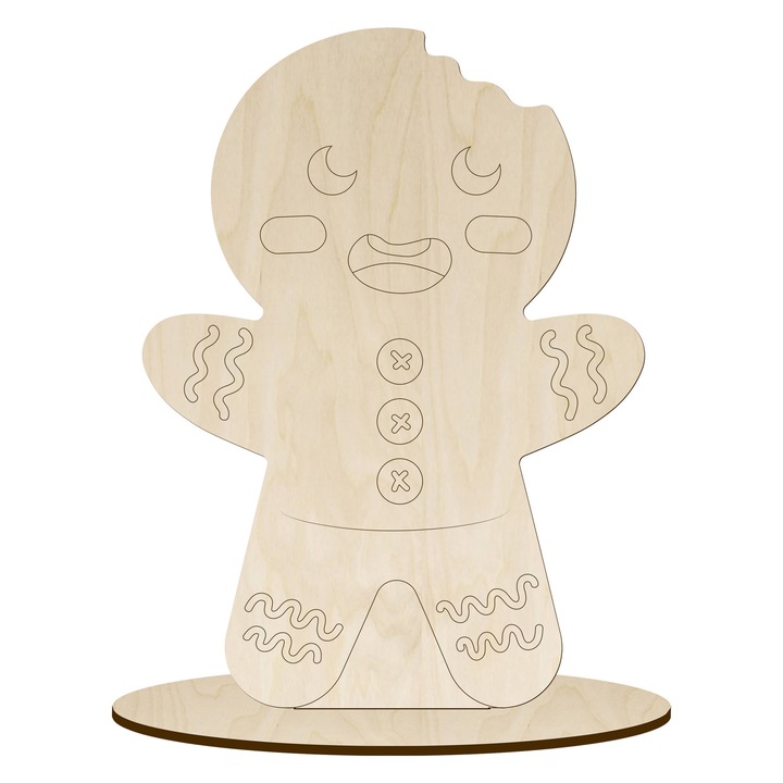 Set figurine din lemn pentru Craciun, 10 bucati, tema biscuiti, 10 cm, finisaj neted