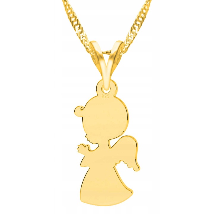 Nyaklánc medállal, Larezo, Angyal, Angyalka, 925-ös ezüst, Kövek nélkül, 1 x prémium ékszerdoboz, Ideális ajándékba, 0.3 g, 45 cm, Arany