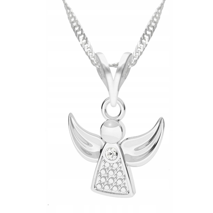Nyaklánc medállal, Larezo, Őrangyal, 925 ezüst, cirkónium, 1 x prémium ékszerdoboz, ideális ajándék, 0,3 g, 45