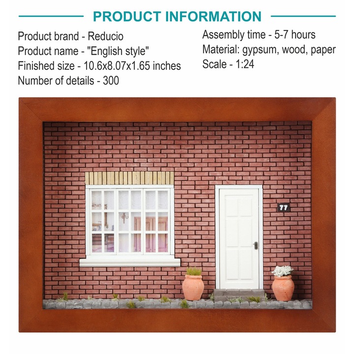 Set constructie caramizi Reducio! - mini-diorama "Casa in stil englezesc", 300 piese reutilizabile