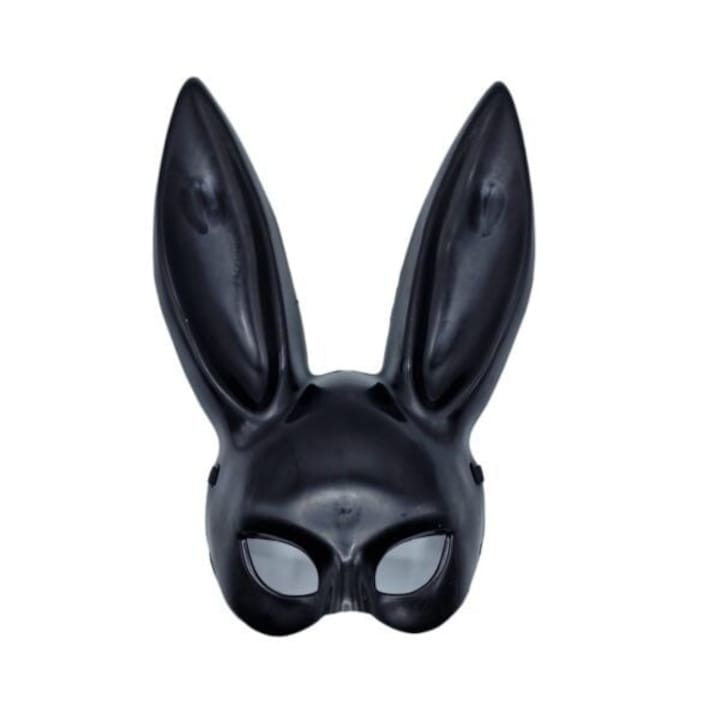 Masca iepure neagra pentru petreceri si Halloween, unisex, dimensiuni 37x27 cm, FABRILUX®