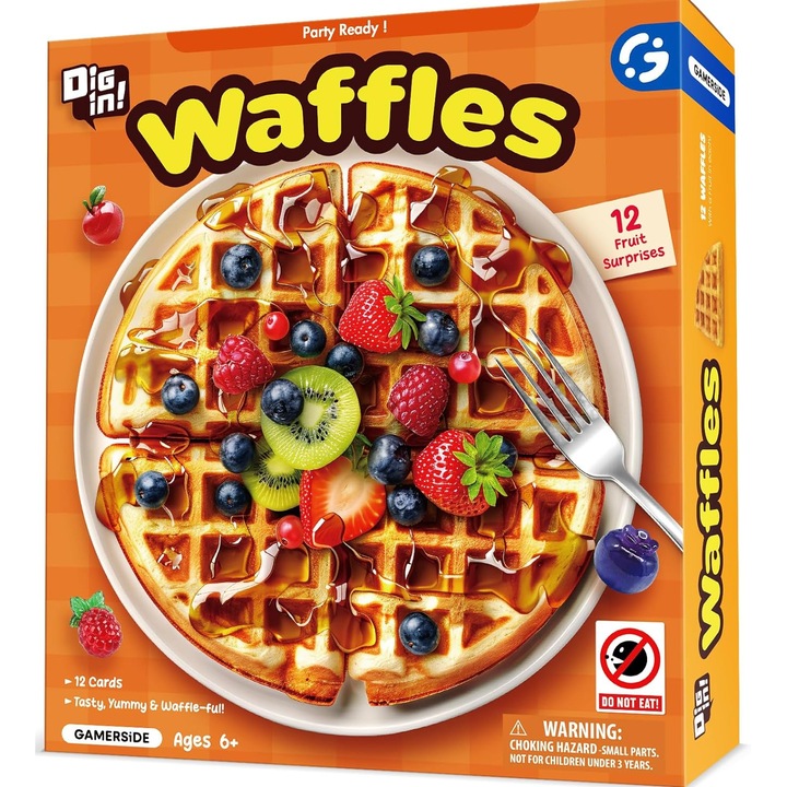 Set educativ Waffle Dig Kit pentru copii, 12 blocuri de excavare cu fructe ascunse, kit de descoperire STEM cu unelte si carduri de invatare, jucarie educativa 6-12 ani