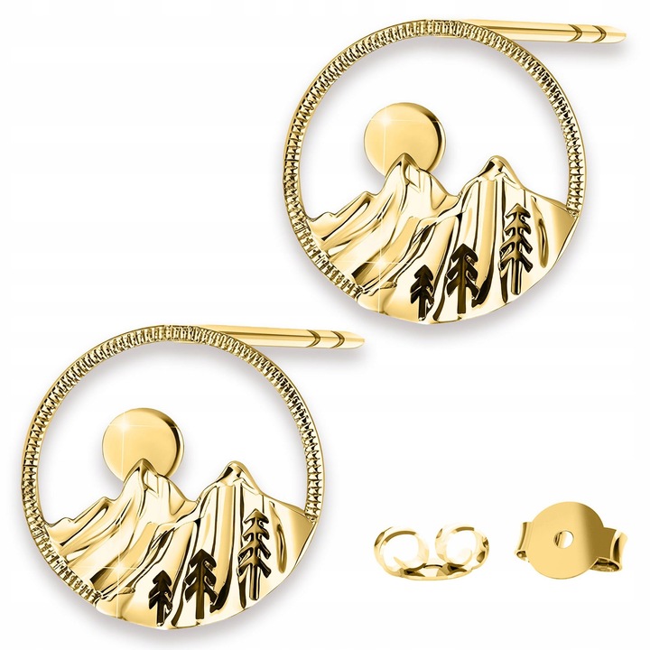 Fülbevaló, Larezo, Tátra hegység, Napsugarak, 925 Ezüst, Kövek Nélkül, 1 x Prémium Ékszerdoboz, Ideális Ajándék, 1.9 g, 12 x 13 mm