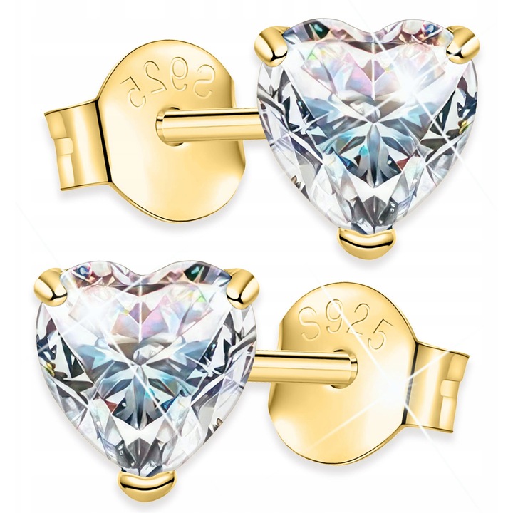 Fulbevalo, Larezo, Feher Szivek, 925 Ezust, Cirkonia, 1 Premium Ekszerdoboz, Idealis Ajandekba, 1.4 g, 7 x 6.5 mm