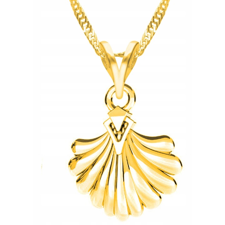 Nyaklánc medállal, Larezo, Tengeri Kagyló Kincs, 925-ös Ezüst, Kövek Nélkül, 1 x Prémium Ékszerdoboz, Ideális Ajándék, 0.3 g, Hossz 45 cm, Arany