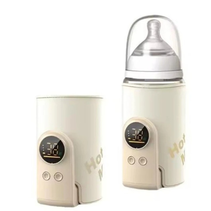 Incalzitor Biberoane Portabil, Incarcare tip USB-C, 6 Trepte de Temperatura (38-50°C), Ecran LCD, Incalzire Constanta, Lumina De Veghe, Usor de Transportat