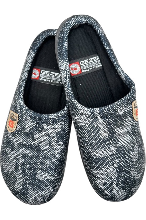 Papuci de casa pentru barbati, cu imprimeu camuflaj, talpa comoda, caldurosi, Gri