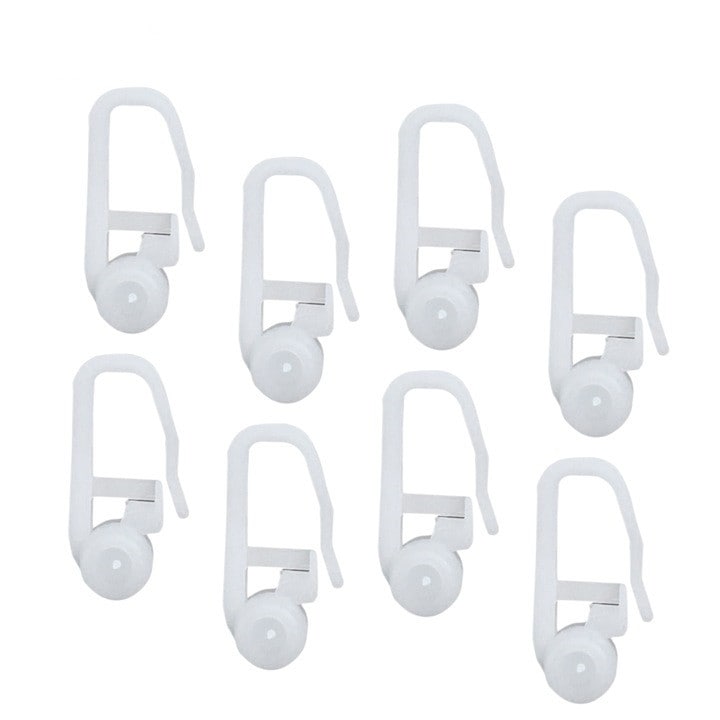 Set 100 Carlige din plastic alb cu rotita pentru Sine