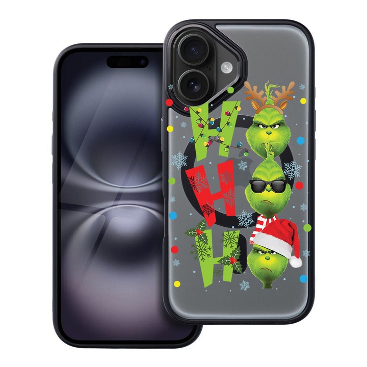 BestCase® iPhone 16 kompatibilis tok Grincs dizájnnal - Ho Ho Ho, ütésálló pajzs MagSafe Anti-Shock TPU, 1937307 FR 1602
