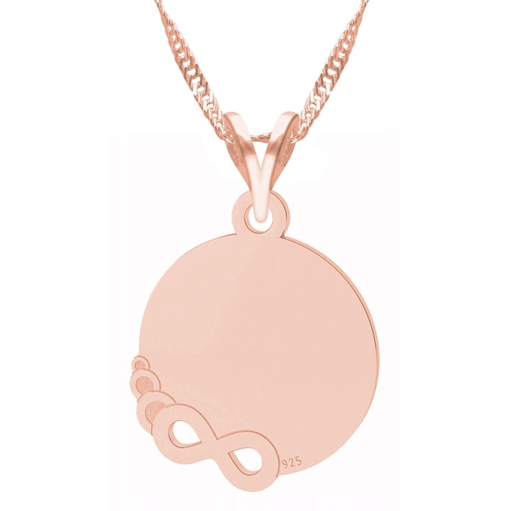 Nyaklanc Medallal, Larezo, Vegtelen, Ezust 925, Kovek Nelkul, 1 x Premium Ekszer Doboz, Idealis Ajandeknak, 0.3 g, Hossz 45, Rózsaszín, 45 CM