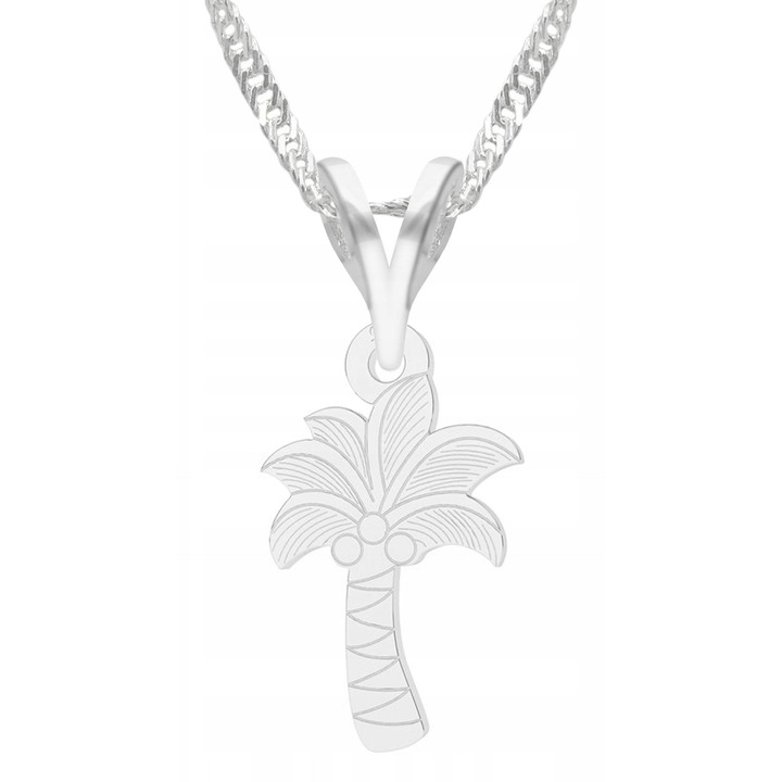 Nyaklánc medállal, Larezo, Palma Drzewko, 925 ezüst, kövek nélkül, 1 x prémium ékszerdoboz, ideális ajándék, 0.3 g, hossza 45 cm, ezüst