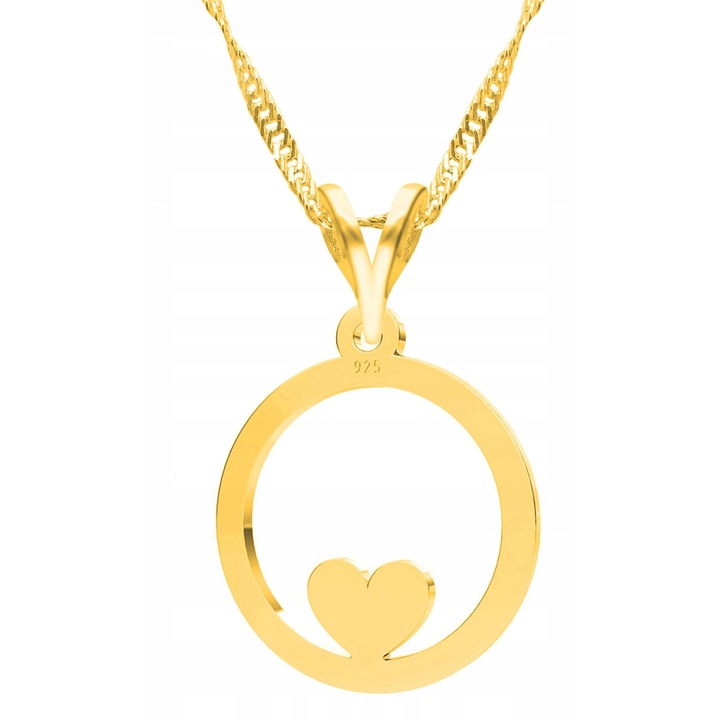 Nyaklánc medállal, Larezo, Kerek Szív Szerelem, Ezüst 925, Kövek Nélkül, 1 x Prémium Ékszerdoboz, Ideális Ajándéknak, 0.3 g, Hossz 45 cm, Arany