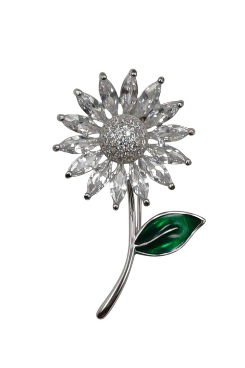 Brosa din argint 925 TSR, cu pietre zirconiu si email model 1TLX4