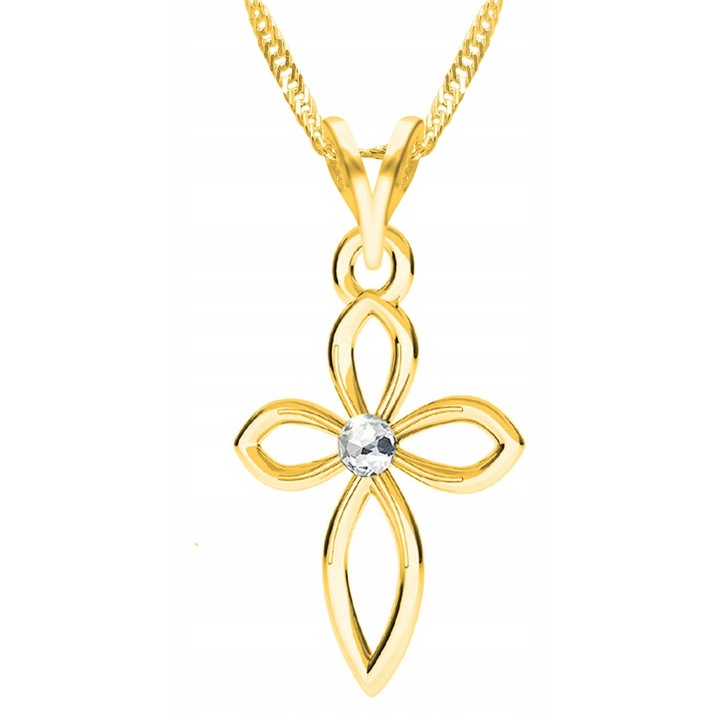 Nyaklánc medállal, Larezo, kereszttel, 925 ezüst, cirkónium, 1 x prémium ékszerdoboz, ideális ajándéknak, 0.3 g, hossza 45, Aranyszín, 45 CM